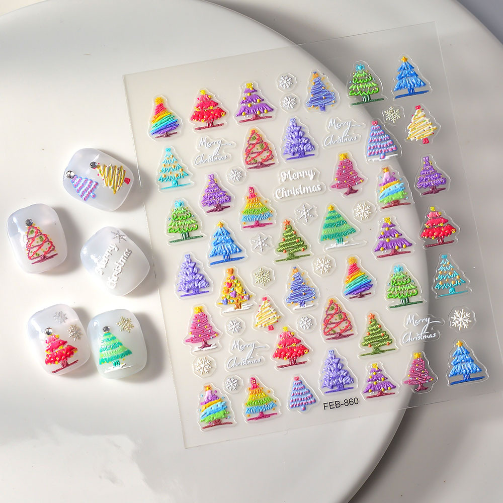 Christmas Snowflake Tree Wreath Nail Stickers